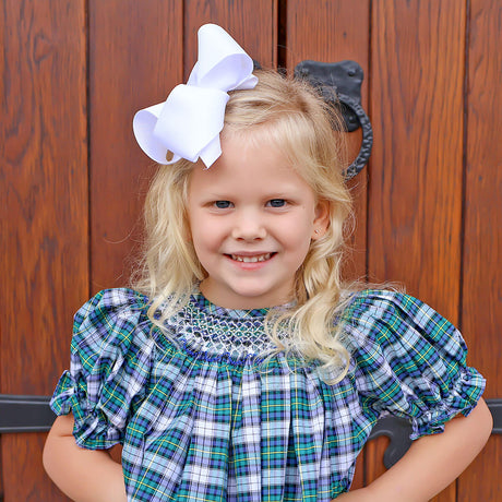 Brighton Plaid Bishop Geometric Smocked Bishop Dress