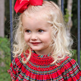 Manchester Plaid Red Smocked Bishop Dress