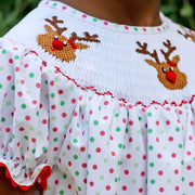 Reindeer Cheer Smocked Bishop Dress