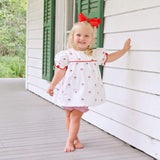 Happy Santa Schiffli White Blair Bloomer Set