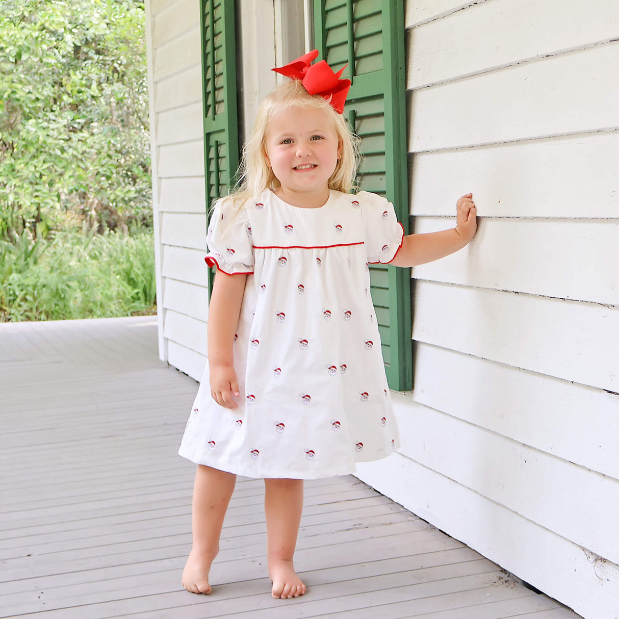 Happy Santa Schiffli White Blair Dress