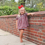 Happy Santa Smocked Seattle Red Plaid Bloomer Set