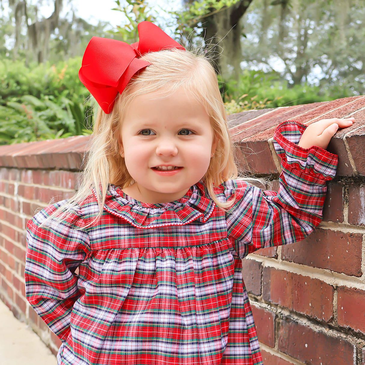 Seattle Red Plaid Ruffle Collared Dress