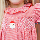 Santa's Favorite French Knot and Smocked Red Gingham Dress