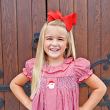 Santa's Favorite French Knot and Smocked Red Gingham Dress