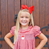 Santa's Favorite French Knot and Smocked Red Gingham Dress