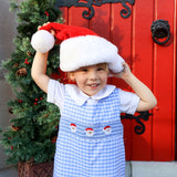 Happy Santa Smocked Blue Gingham Longall