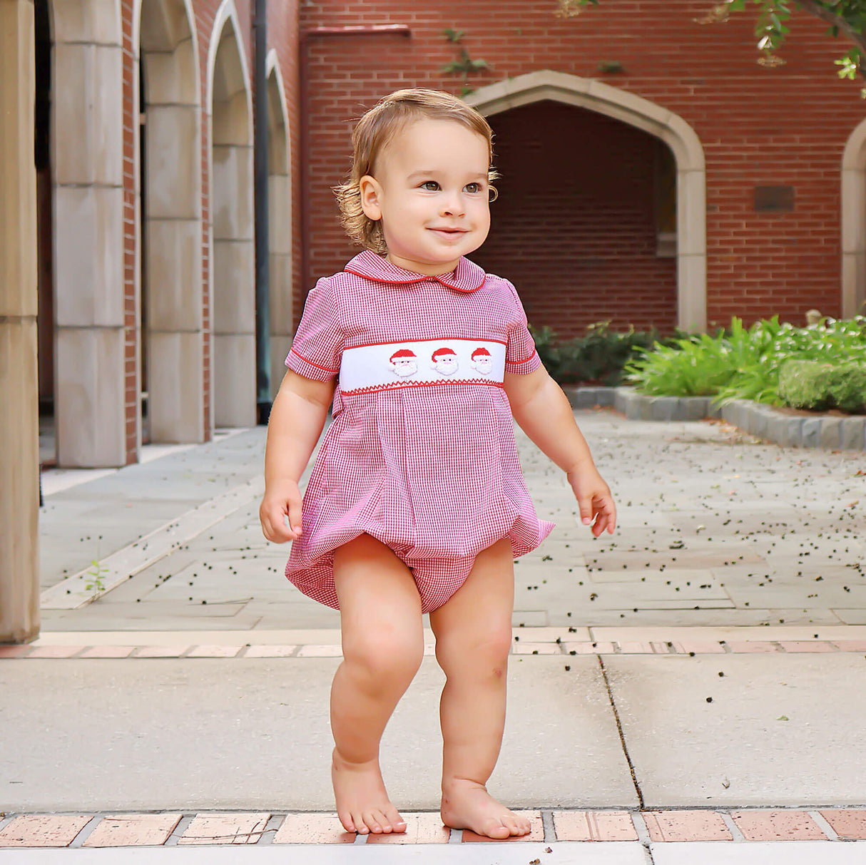 Santa's Favorite Smocked Collared Bubble