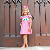 Christmas Tree Smocked Hot Pink Gingham Beverly Dress
