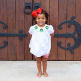 Wreath Smocked White Corduroy Bloomer Set