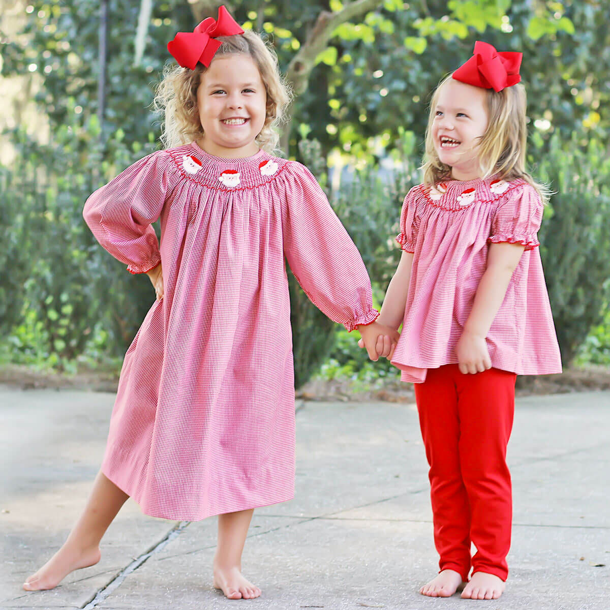 Santa's Favorite Smocked Long Sleeve Dress