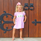 Christmas Tree Smocked Pink Gingham Beverly Dress