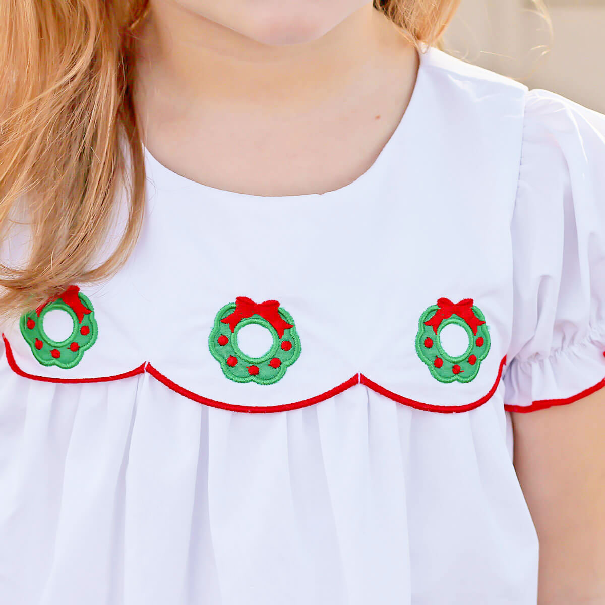 Christmas Wreath White Amelia Dress