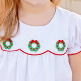 Christmas Wreath White Amelia Dress