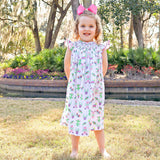 Fiesta Time Print Smocked Angel Sleeve Dress