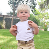 Football Embroidered White Short Sleeve Pocket Shirt