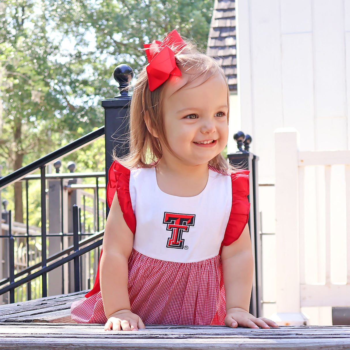 Texas Tech Embroidered Red Gingham Bubble