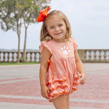 Clemson Embroidered Orange Ruffle Bubble