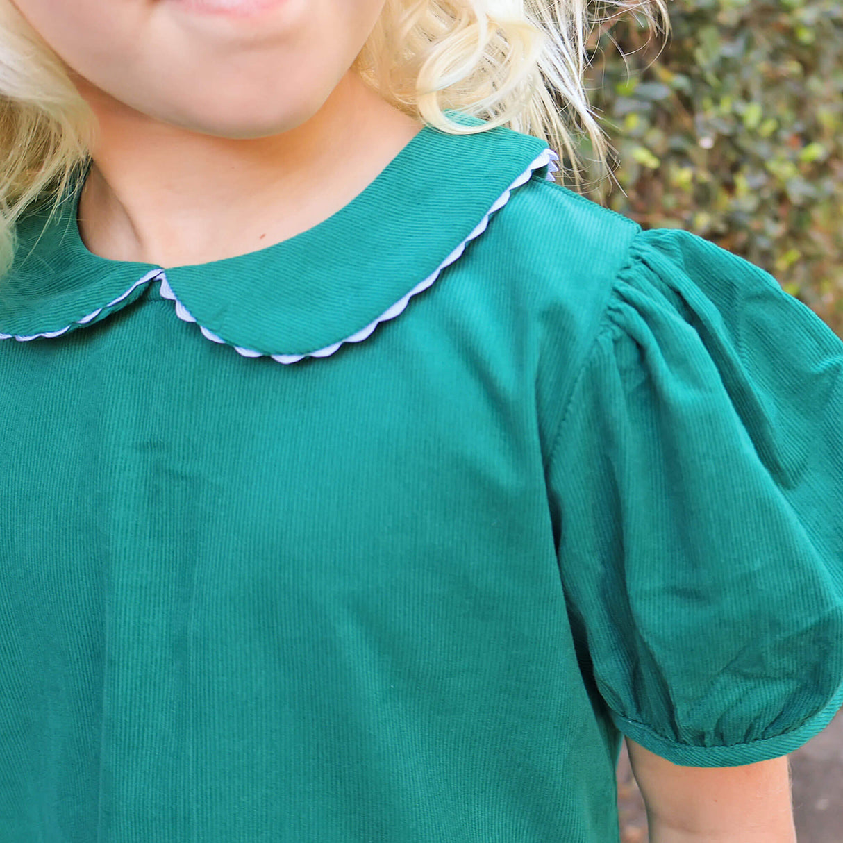 Green Corduroy Collared Sally Dress