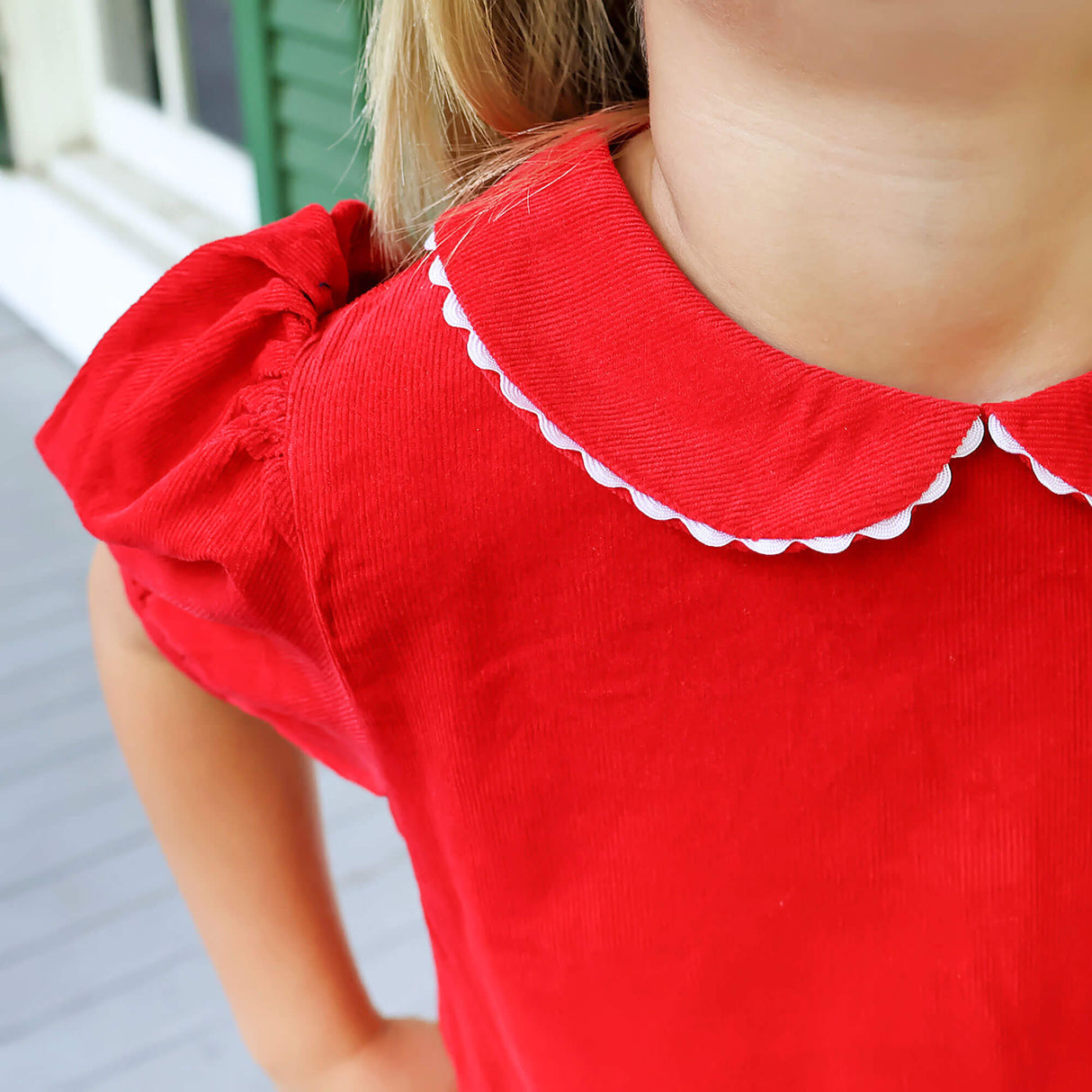 Red Corduroy Collared Sally Dress