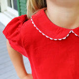 Red Corduroy Collared Sally Dress