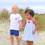 Coastal Crab Blue Stripe Skyler Dress