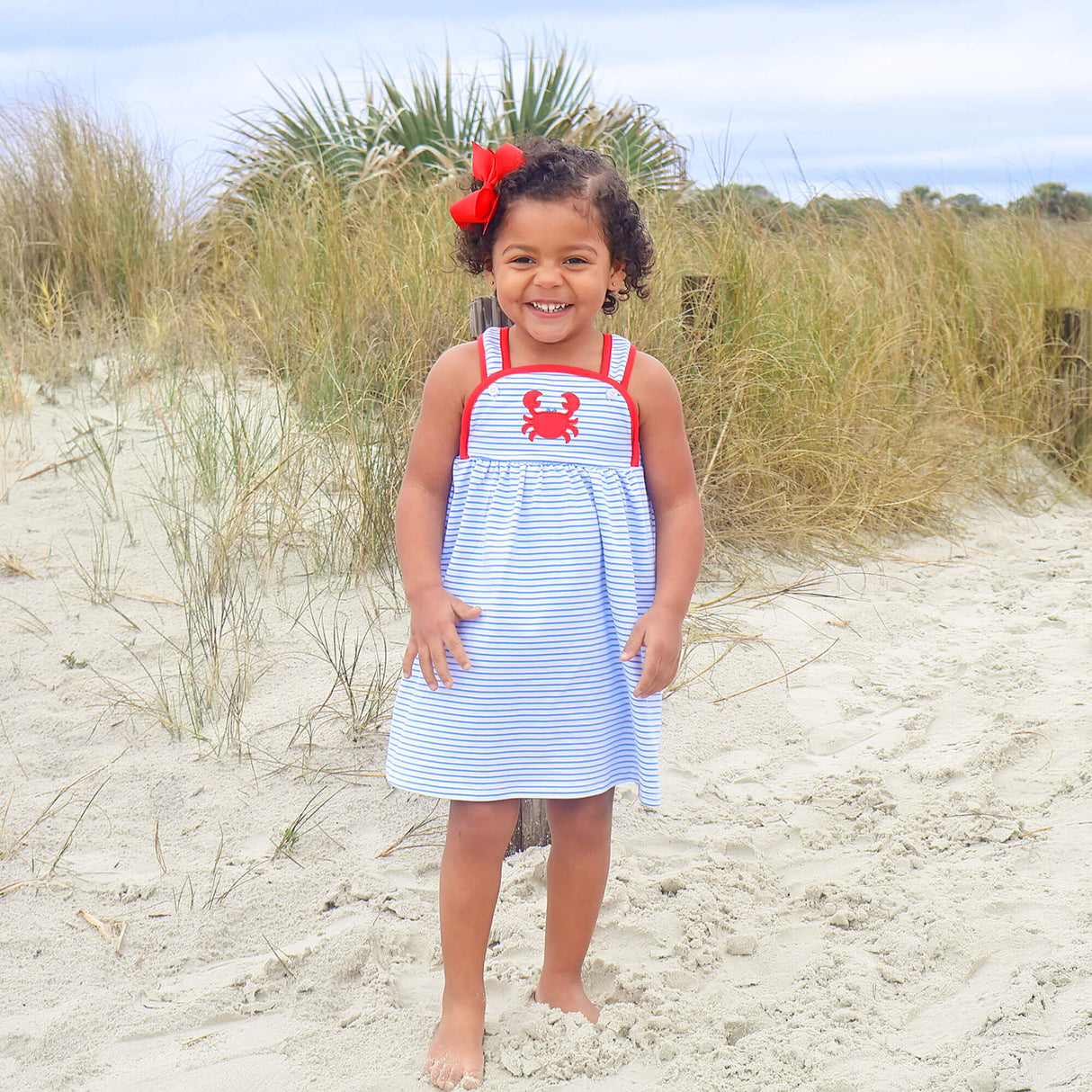 Coastal Crab Blue Stripe Skyler Dress