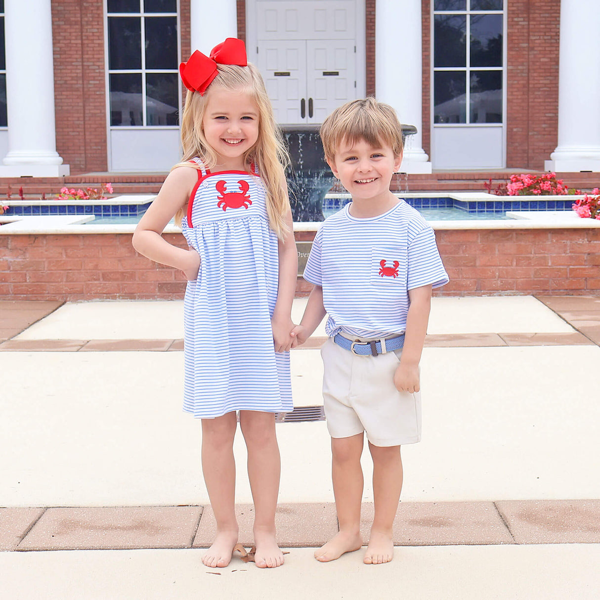 Coastal Crab Blue Stripe Skyler Dress