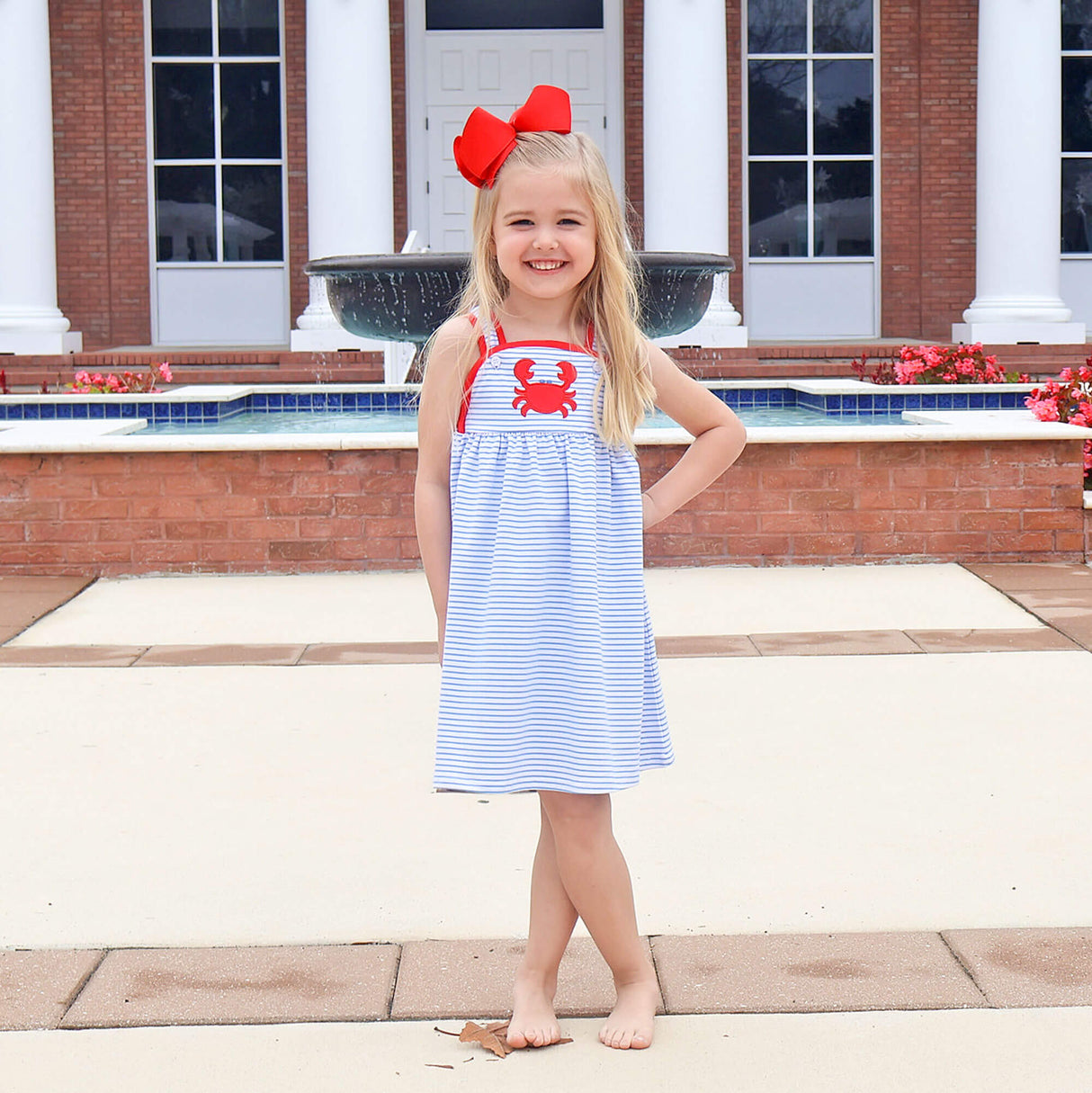 Coastal Crab Blue Stripe Skyler Dress