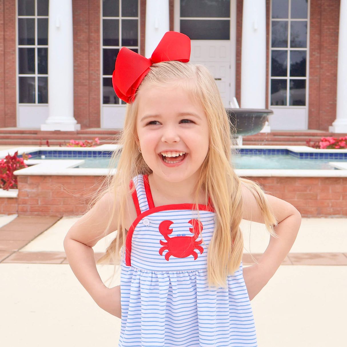 Coastal Crab Blue Stripe Skyler Dress