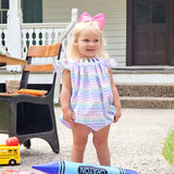 Crayon Smocked Colorful Plaid Angel Sleeve Bubble