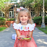 Rainbow Crayon Red Gingham Amelia Dress