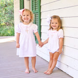 Cross Floral Embroidered White Collared Dress