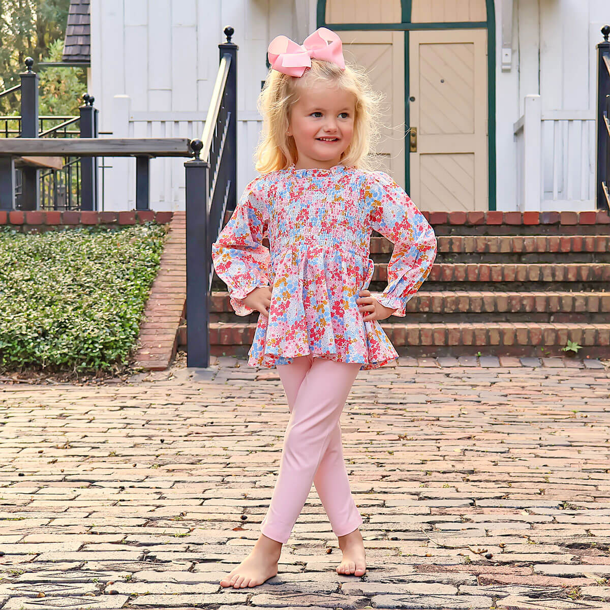 Colorful Floral Smocked Ariella Legging Set