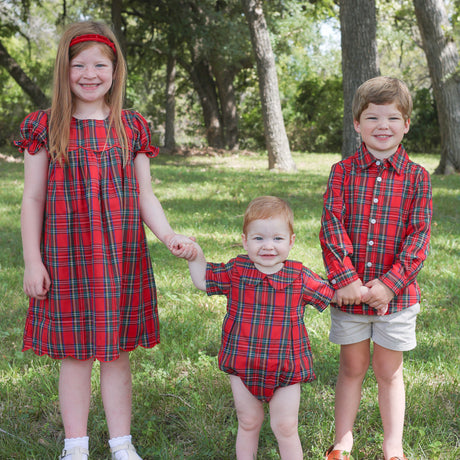 Portland Plaid Red Collared Bubble