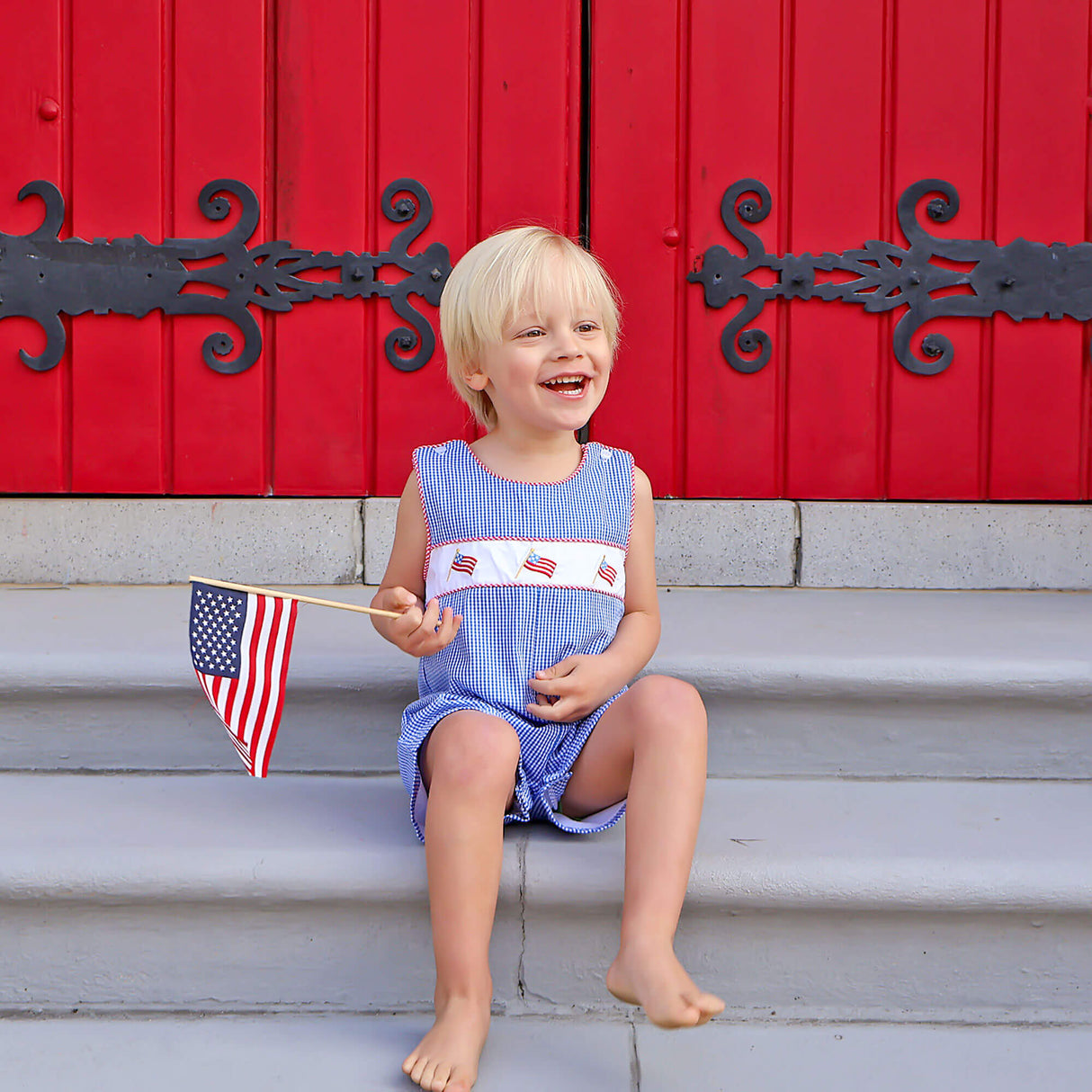 Little Patriot Blue Gingham Jon Jon