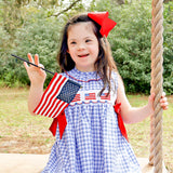 Flag Smocked Blue Plaid Beverly Dress