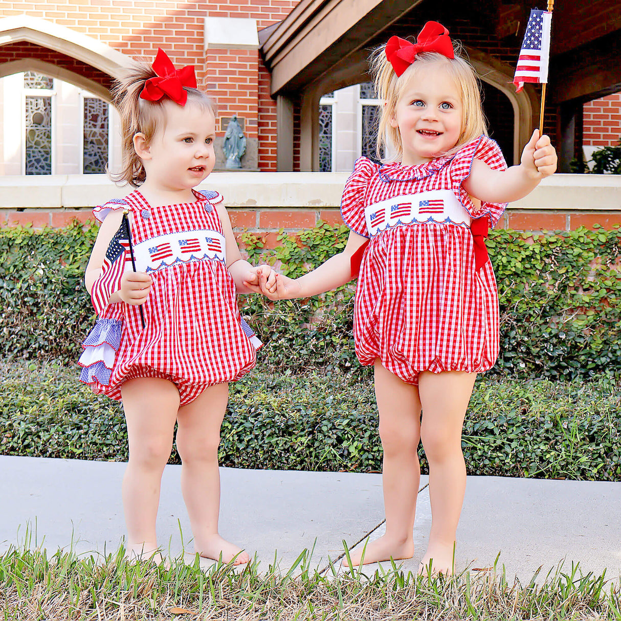 Red Check American Smocked Beverly Bubble