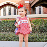 Red Check American Flag Smocked Leah Bubble