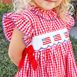 Red Check American Flag Smocked Beverly Dress