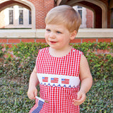 Red Check American Flag Smocked Jon Jon