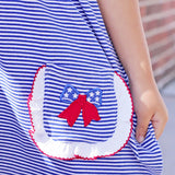 Patriotic Bow Royal Blue Stripe Dress