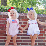 Patriotic Flag Embroidered White Ruffle Bubble