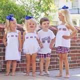 Patriotic Flag Embroidered White Ruffle Bubble