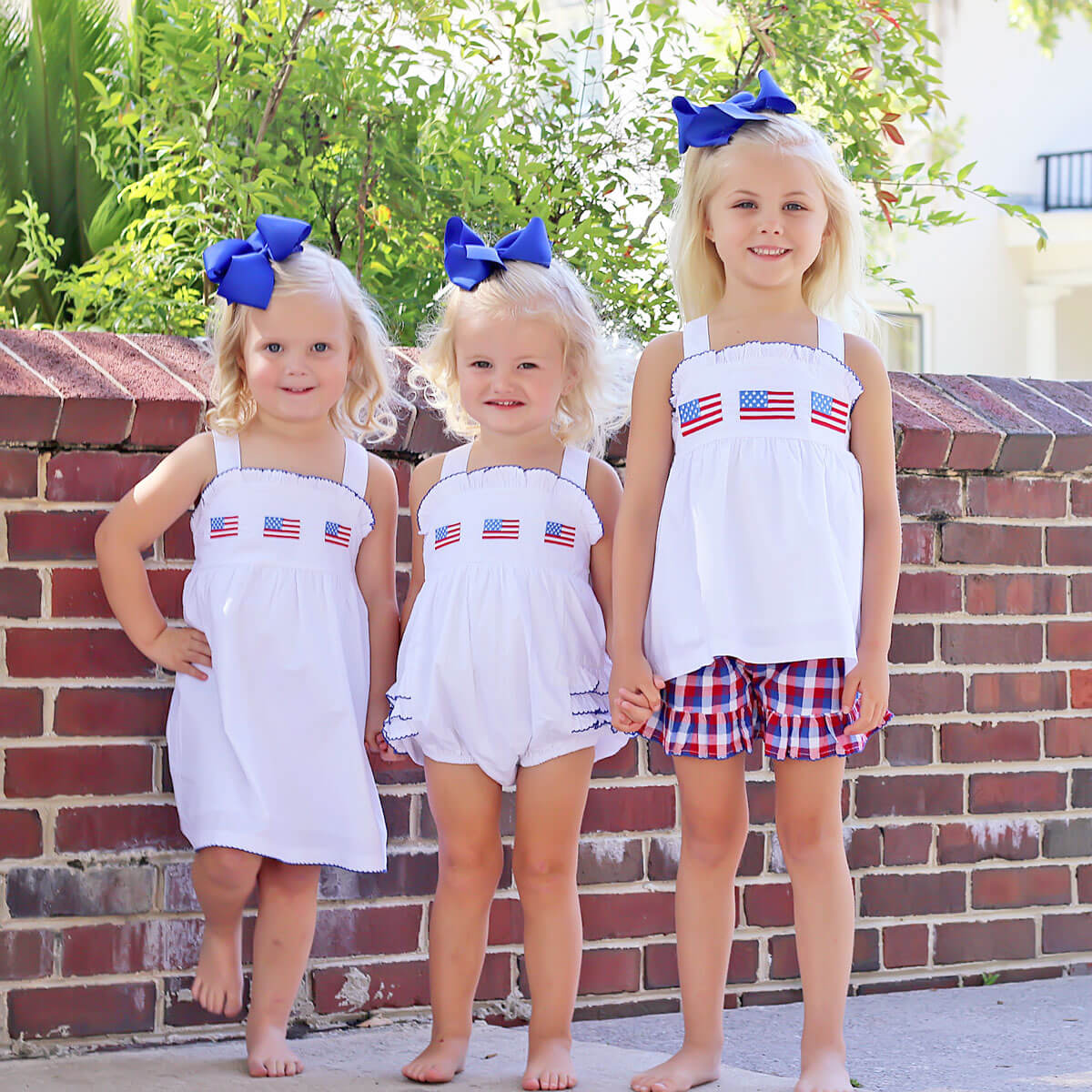 Patriotic Flag Embroidered White Ruffle Bubble