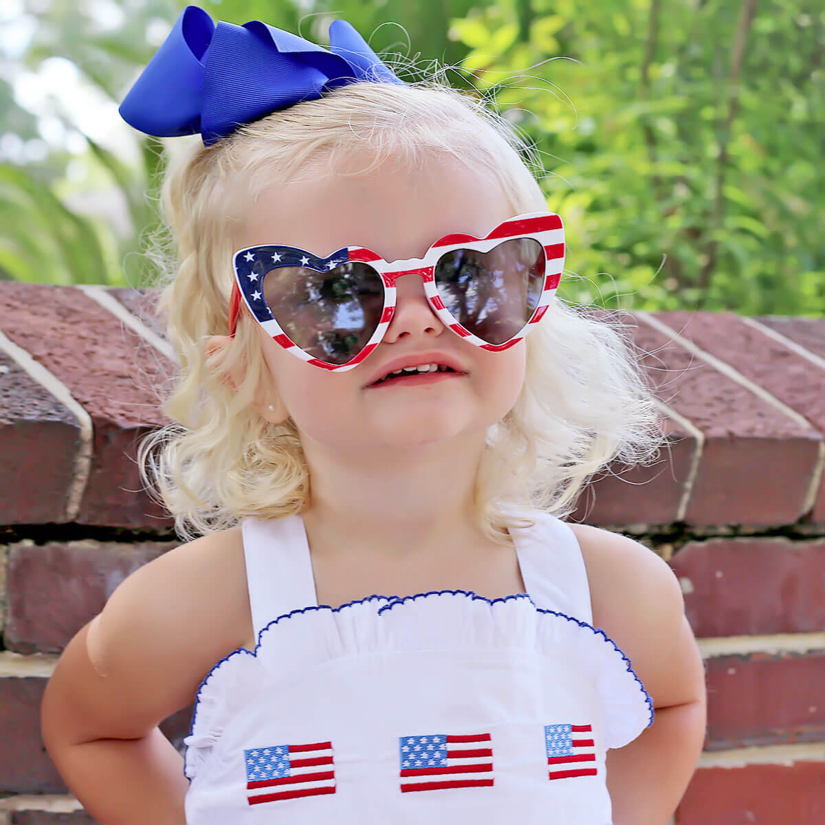 Patriotic Flag Embroidered White Ruffle Bubble