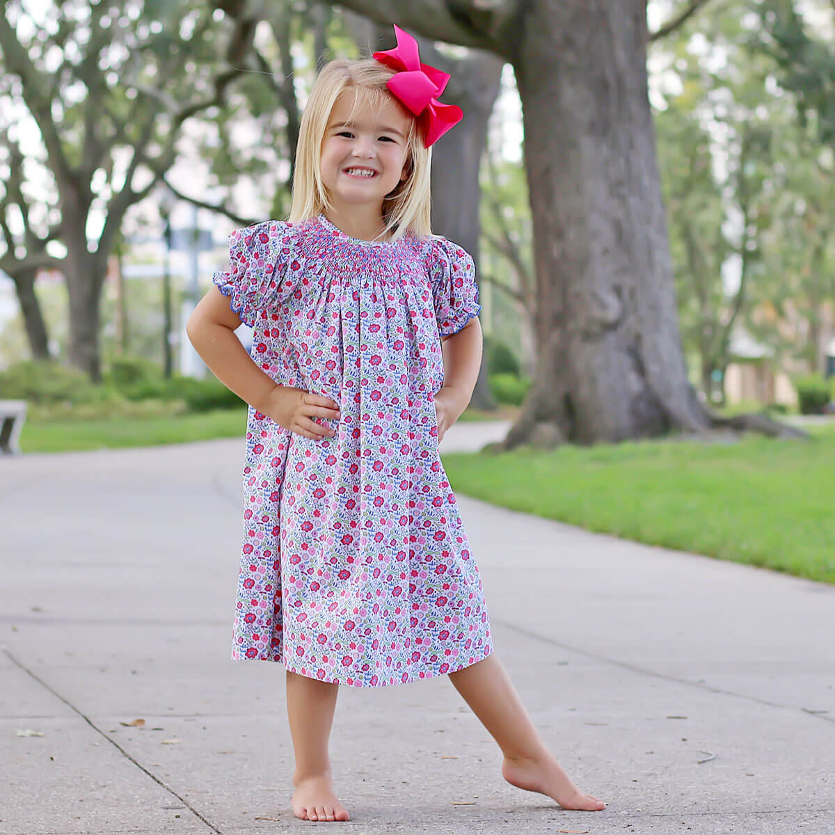 Fall Floral Smocked Bishop Dress Fall Floral Smocked Bishop Dress