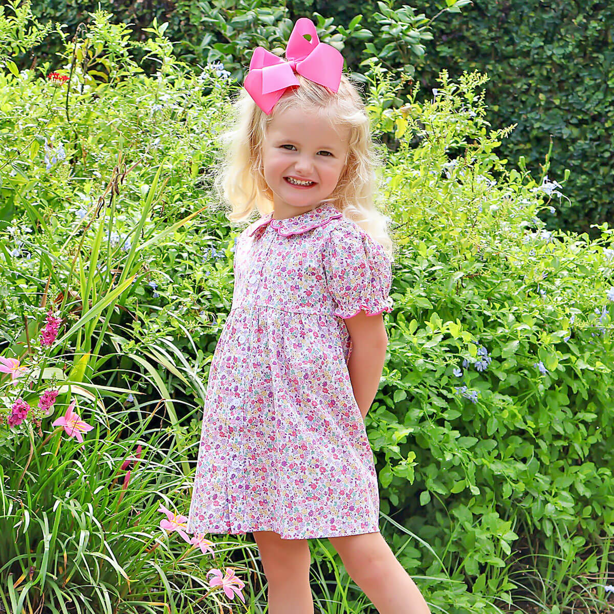 Pink floral toddler dress shops