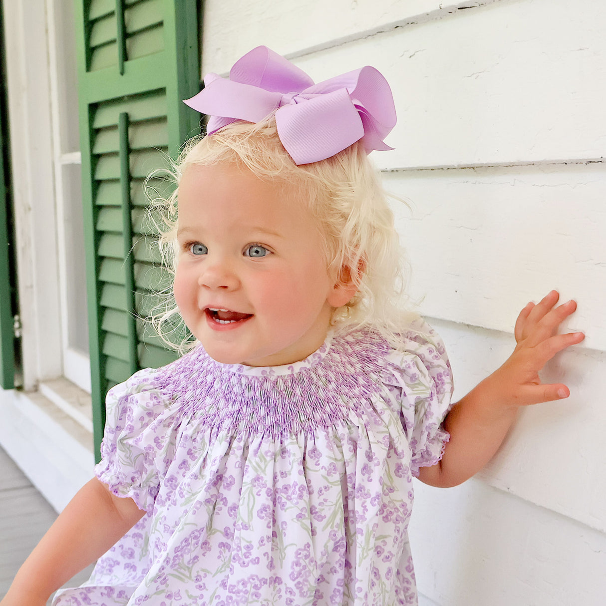 Lavender Petals Smocked Bishop Bubble