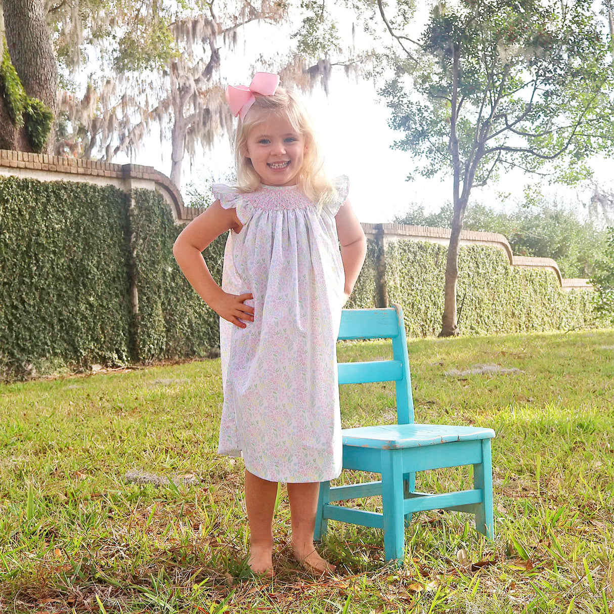 Botanical Beauty Smocked Angel Sleeve Dress